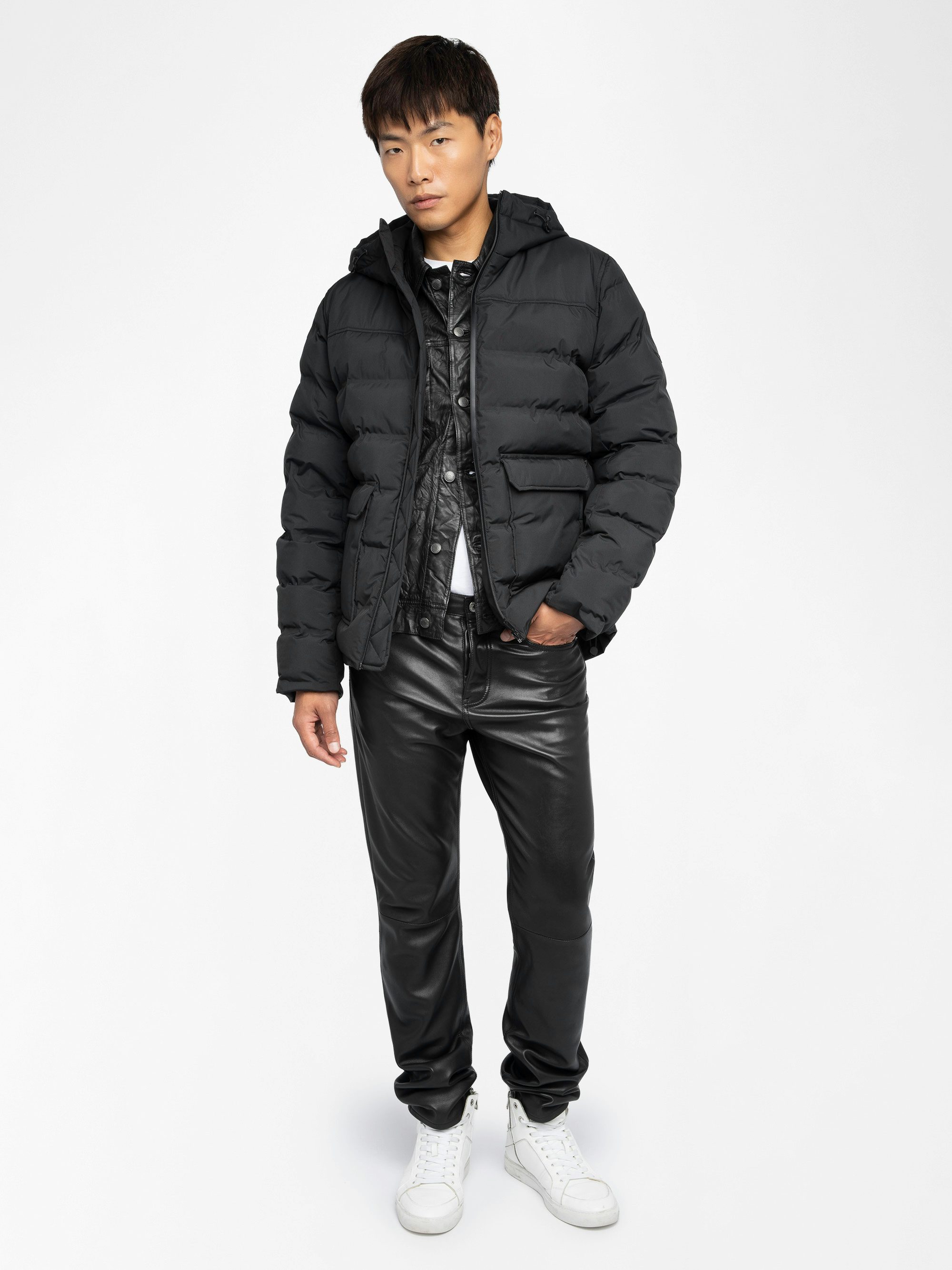 Bowie Puffer Jacket - Short puffer jacket with zip closure and hood, functional pockets and elasticated cuffs, wing embroidery at front and print at back.